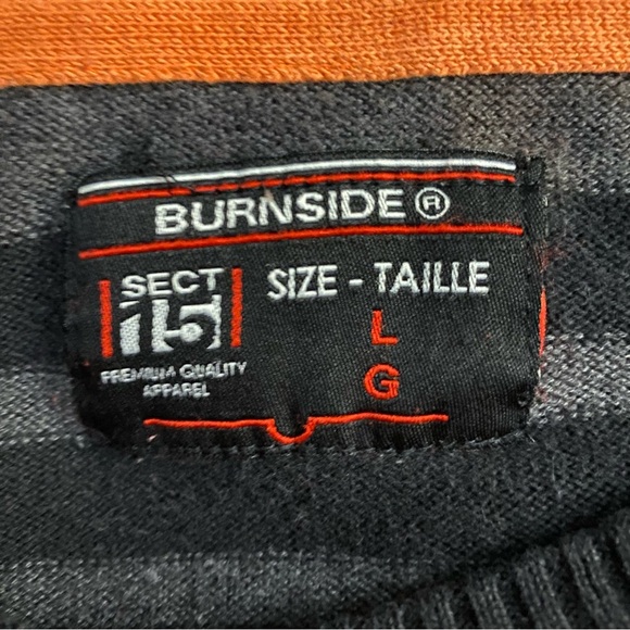 Burnside Sweater Men’s Sz L Orange Black Blue Casual Outdoors Striped Knit - Picture 7 of 8